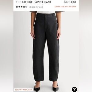 Everlane fatigue barrel pants black, size 4